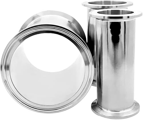 Miniatura 2 de Beduan Tubo sanitario de triple abrazadera, tubo de carrete de 24 pulgadas de longitud, tubo redondo sin costura de acero inoxidable con brida de