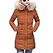 Produktbild Damen Winterjacke Lange Daunenjacke Outwear Frauen Winter Warm Kunstpel dünner Steppjacke Starke Dicker Kapuzenjacke mit Kapuze Kragen Jake erdickt gepolsterten Mantel Riou Sale (XL, Kaffee)
