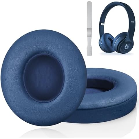 Polislime Replacement Ear Pads for Beats Solo 2 & Solo 3 Wireless，Tool for Replacement Ear Pads，2 Pieces Noise Isolation PU Leather Comfortable Memory Foam Ear Cushions Cover