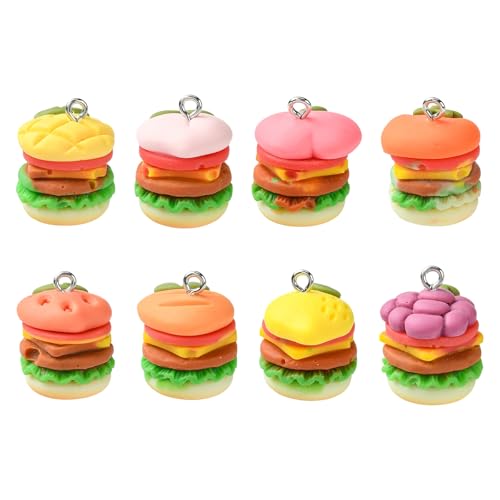 Breloques hamburger résine 3D légères sans gemme pour éviter les bijoux lourds