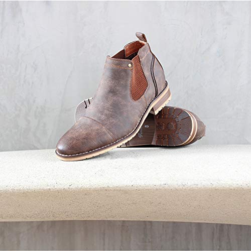 Image of Ferro Aldo Men's Chelsea Boots | Pull-On Ankle Boot in Plain Toe, Cap Toe & Wingtip Brogue Styles | For Casual, Dress, Work & Formal Events