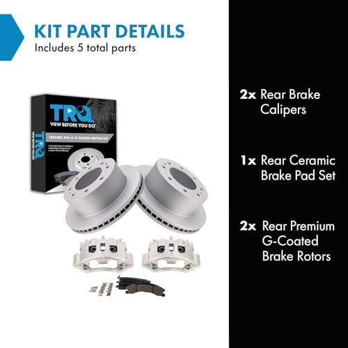 Image of TRQ Rear Brake Pad & Rotor Kit Compatible with 2011-2019 Chevrolet Suburban 3500 HD 2011-2019 GMC