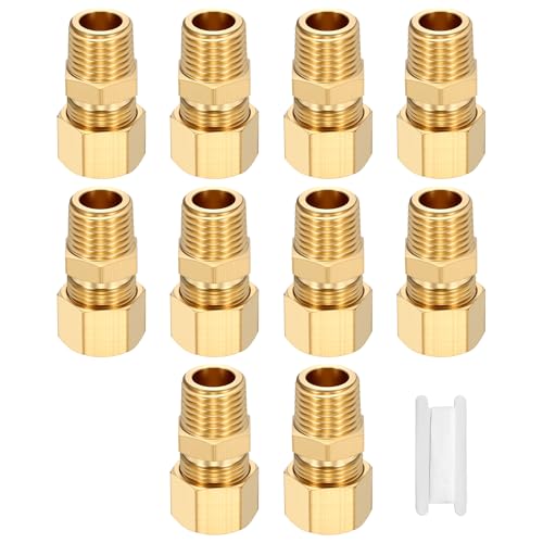 Conector de compresión de 3/8 de latón macizo con rosca NPT de 1/4 2