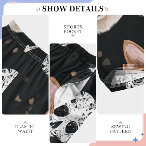 Skull and Corgi Dog Boys Long Pants Soft Trousers Elastic Waist Kids Lounge Bottoms with Pockets S-XL4