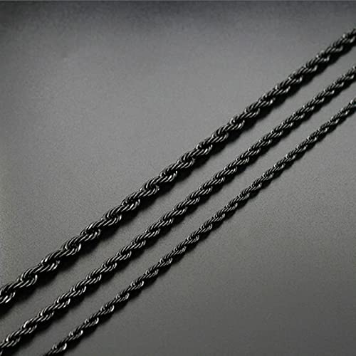 Chaîne de corde noire en acier inoxydable durable pour homme