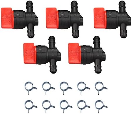 698183 Inline Fuel Shutoff Valve 1/4 Inch for Brigg-s 494768 493960 Lawn Mower Tractor AM107340 AM36141 Gas Line Shut off Valve 5 Packs