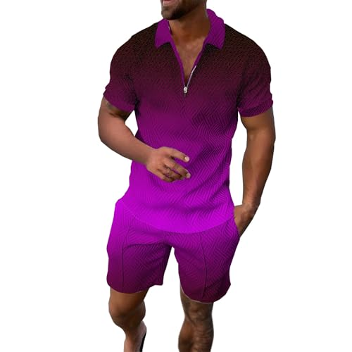 Ensemble homme t-shirt et short violet taille L pour look décontracté