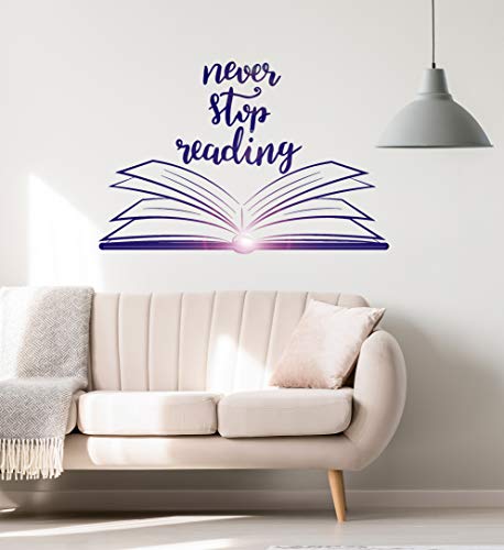 Large Vinyl Wall Decal Open Book Quote Reading Room Library Decor Stickers Mural (Ig5184) Black #TOP1
