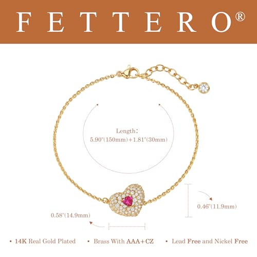 50% Off Fettero 14K Gold Plated Heart Bracelet for Women - Image 6
