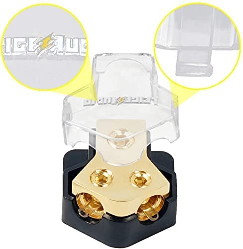 Leigesaudio 2Pack 0/2/4 Gauge In 4/8 Gauge Out 2 Way Amp Copper Power Distribution Block For Car Audio Splitter #TOP7