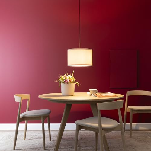 Lightbox Hängelampe | Ø 35 cm | Retro Lampe in Cord Stoff in Beige/Alt-Rosa | 70er Jahre Pendelleuchte mit E27 Fassung | Deko Decken-Lampe für das Wohnzimmer oder den Flur (von Decke hängend)