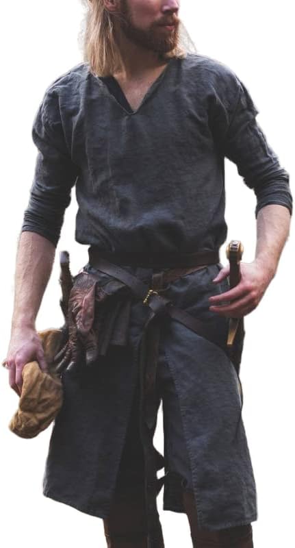 Men's Medieval Knight Tunic Shirt Men's Viking Pirate Costume LARP Halloween Cosplay Tunic Tops