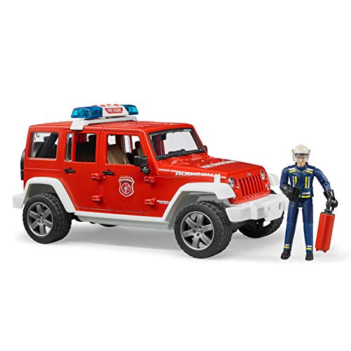 Bruder 02528 Jeep Rubicon Fire Rescue Vehicle, For 48 Months To 180 Months, With Lights & Engine Sounds With Fireman Figurine #TOP1