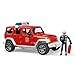 Bruder Jeep Rubicon Fire Rescue Vehicle with Electronic Emergency Siren Sounds and Fireman Figurine