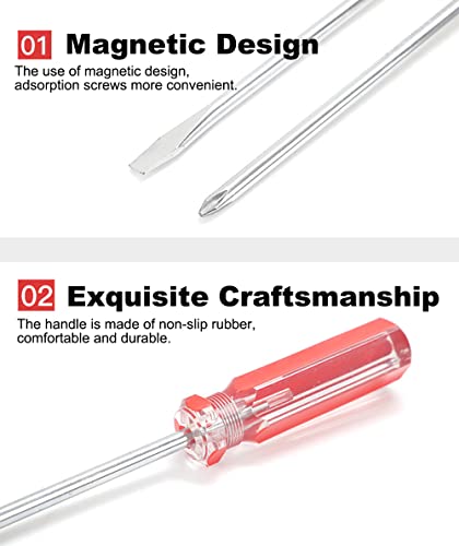 Gdfymi 8Pcs Magnetic Screwdriver Set, Carbon Steel With 4 Phillips And 4 Flat Head Screwdriver, Professional Cushion Grip Hand Tools Set For Home Repair, Improvement, Craft #TOP2