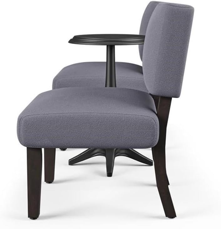BOWERY HILL 3-Piece Wood Accent Table and Chair Set, Gray Finish, Transitional Style, Linen-Like Fabric Upholstery, Solid Wood Construction, Pedestal Table, Living Room, Bedroom, or Nook