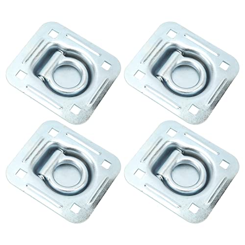 TOPINCN Anelli a D da Incasso per Carichi Pesanti, 124 X 114 Mm, Ancoraggi per Carico con Montaggio a Incasso, per Rimorchi di Furgoni, Acciaio Zincato, Confezione da 4