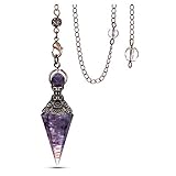 Jovivi Amethyst Healing Crystal Pendulums for Dowsing Divination 6 Facted Hexagonal Pointed Cone...