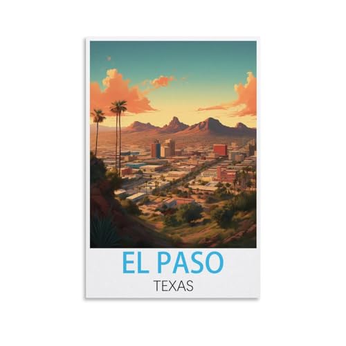 Affiches murales El Paso Texas en toile vintage pour deco chambre 50x75 cm