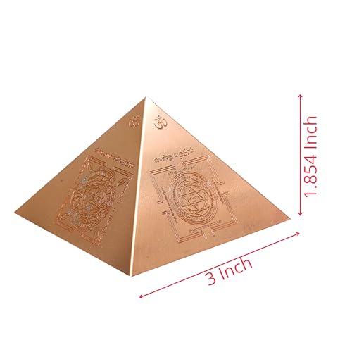 Image of Anciently Small Copper Vastu Pyramid Yantra With Base Plate & 5 Powerful Yantras Carved (3x3 Inches)