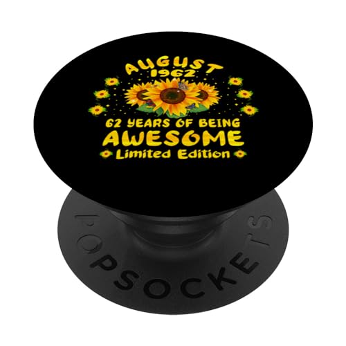 62 Cumpleaños Amantes del girasol de 62 años Nacidos en agosto 1962 PopSockets PopGrip Intercambiable