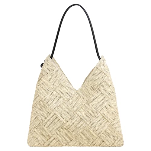 Image of Women's Straw Hobo Tote Bag Handmade Summer Beach Purse Woven Shoulder Handbag 2026