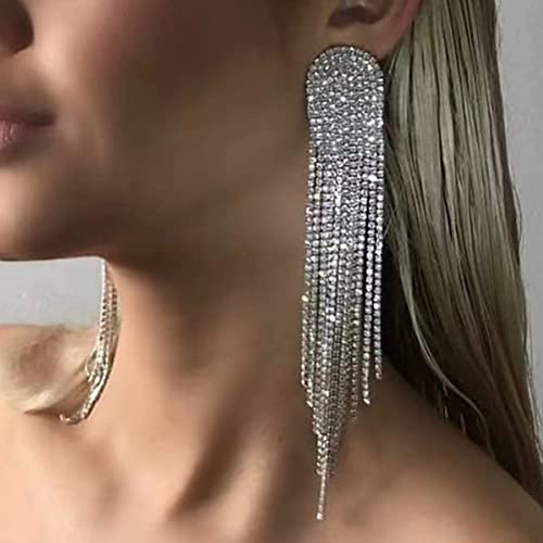 Boho Rhinestones Tassels Statement Gold Earrings for Women Fashion Jewelry for Party Daily Life2