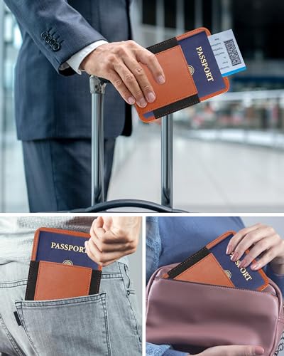 Image of Passport Holder with Find My, RFID Leather Minimalist for Travel, Fit 4 Cards & 2 Passport