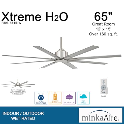 Minka-Aire F896-65-BNW Xtreme H20 65" Outdoor Ceiling Fan with Remote Control, Brushed Nickel Wet thumbnail 8