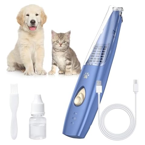 Ankilo Upgraded Paw Hair Trimmer for Dogs, Rechargeable Dog Paw Trimmer, Snipping and Sucking, Cordless Electric Grooming Clippers, Two Modes, Small Pet Shave Trimmer for Cats Paws Face Cover