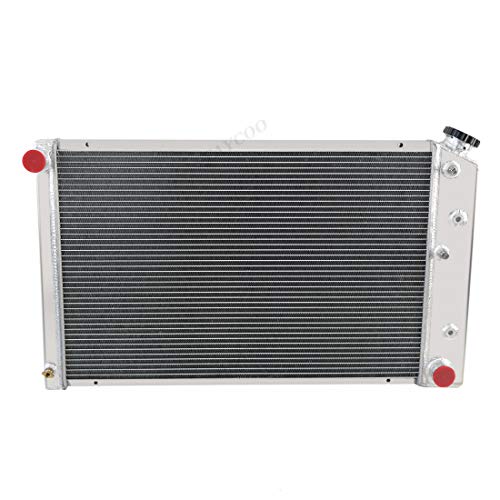 Primecooling 52MM 3 Row Core Aluminum Radiator +Fan (12 Inches Dia.) w/Louver Shroud for Chevy/GMC,C10 C20 C30 K10 K20 C/K 1970-87