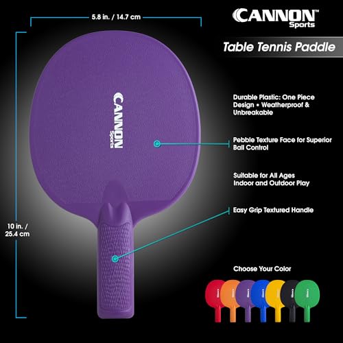 Image of Cannon Sports Unbreakable Table Tennis Paddles - Waterproof & Weather Resistant Table Tennis Rackets for Indoor & Outdoor Use - Textured Easy Grip Handle - Multiple Color Options