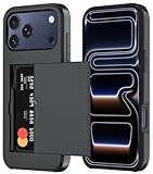 Qinmay Compatible with iPhone 17 Pro Case Wallet,Built-in Card Holder, Heavy Duty Protective Dual Layer Shockproof Hidden Card Slot Slim Wallet Phone Cover for iPhone 17 Pro,Black