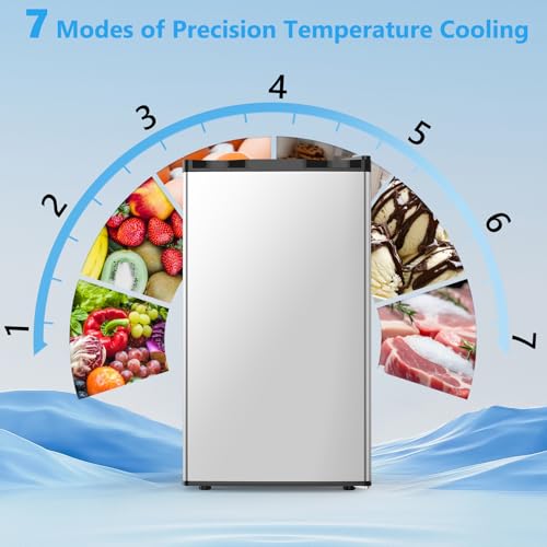 Image of COWSAR 3.2 Cu.Ft Dorm Fridge with Freezer, Single Reversible Door Compact Refrigerator, Adjustable Thermostat, 2 Removable Shelves, Commercial Drink Fridge for Bedroom, Office, Kitchen, Dorm, Silver