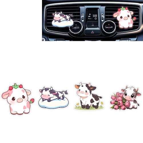 Image of Cute Car Air Freshener Clips,Cow Car Vent Clip,Car Vent Decoration Accessories,Auto Air Conditioner Clip,Automotive Interior Decoration Gifts for Girls and Women
