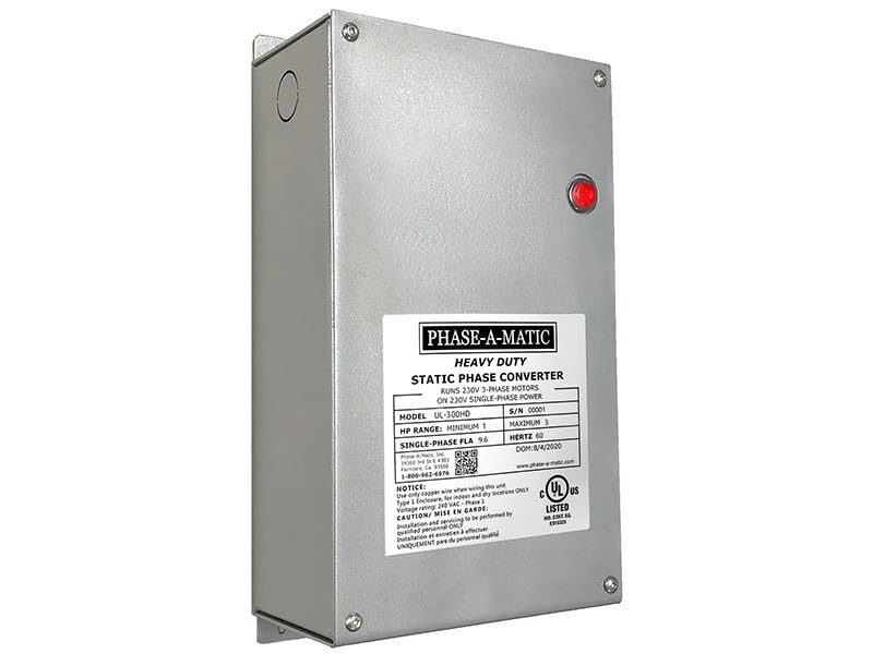 Phase-A-Matic, UL-300HD, 1 to 3 HP Static Phase Converter, UL Certified, Heavy Duty