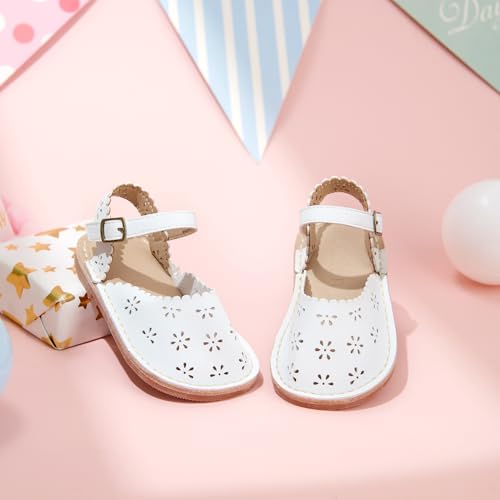 Image of Kolan Toddler Girl Sandals Open Toe Flat Princess Dress Shoes Little Kids