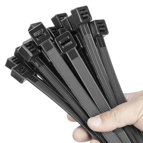 Eletoo 18 inch Black Long Zip Ties Heavy Duty (100 Pack), 2025 New Patented Design, 300 LBS Ultra Strong Tensile Strength, Self-Locking Nylon PA66 UV Resistant Cable Ties for Indoor and Outdoor Use