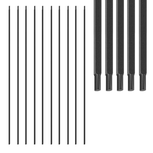 Patavin 1/2 Inch Wrought Iron Plain Bar Balusters - Hollow Iron Square Metal Stair Balusters - Metal Spindles for Indoor Staircase, Satin Black (50 Pack)