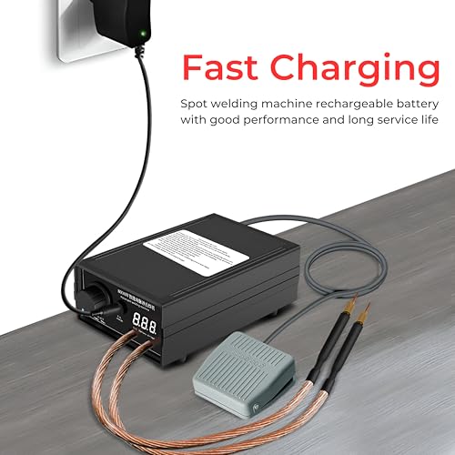 Image of DeWire 8000W Professional Portable Spot Welder Machine, Dual Pulse Technology with Digital Display & Foot Pedal for 18650 /21650 Battery Pack Welding [0.1-0.3MM Nickel Strip],Rechargable and Portable