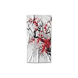 AOYEGO Floral Hand Towel Branch Foliage Butterfly Cherry Japanese Blossom Ink China Culture Classic