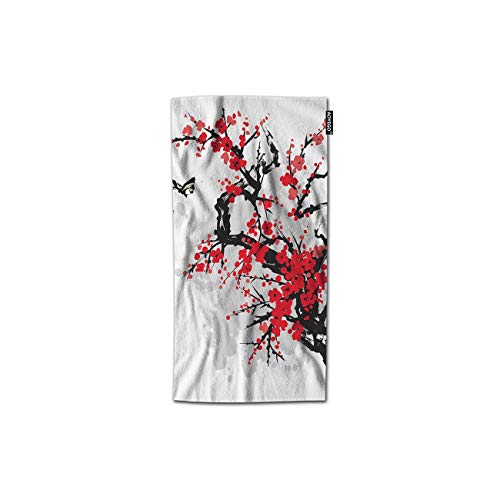 Aoyego Floral Hand Towel Branch Foliage Butterfly Cherry Japanese Blossom Ink China Culture Classic Bath Hand Towels Lightweight Decorative 30X15 Inch Soft Polyester-Microfiber For Kitchen #TOP4