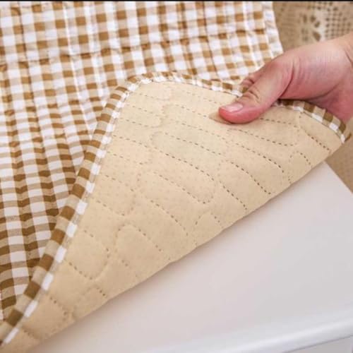 Image of HOMETHREADS Premium Cotton Chair Cover Set | Soft & Comfortable Seat Covers with Anti-Skid Non-Slip Backing + Waterproof Dining Table Cover (140x220 cm) (Beige Box, 6 Chair Covers + 1 Table Cover)
