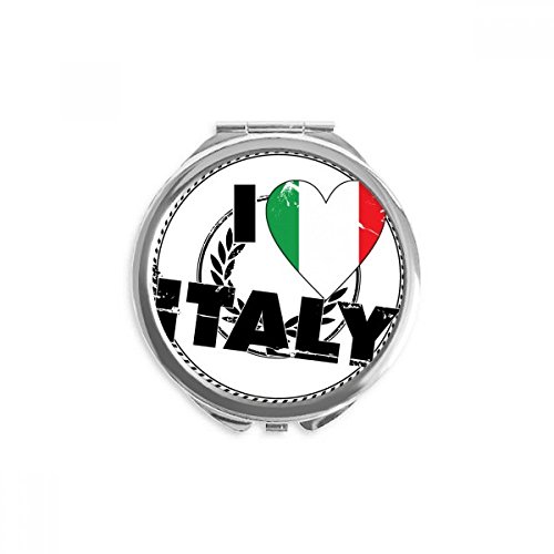 Miroir rond maquillage de poche j'aime l'italie motif coeur