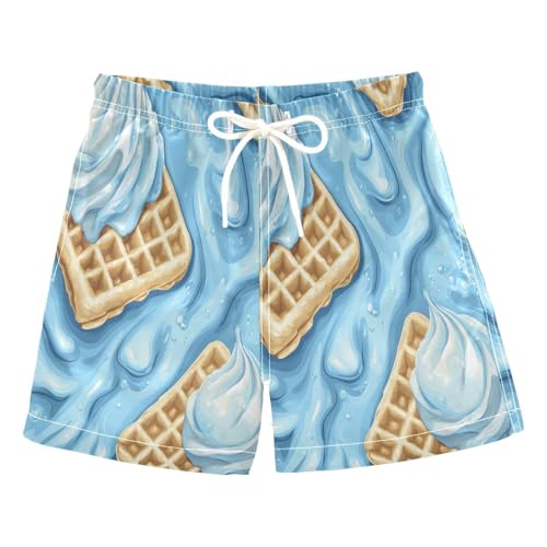 Boccsty Blue Ice Cream Glaze Down Wafer Boys Swim Trunks Baby Kids Summer Toddler Beach Board Shorts 2T