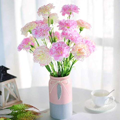 Leoyoubei 20 Inch Bouquets 10 Stem Carnations,Outdoor Uv Resistant No Fade Artificial Flower,Carnation Silk Petals Fake Flowers Forever Plants For Photo Props Home Party And Wedding Decor (White) #TOP1