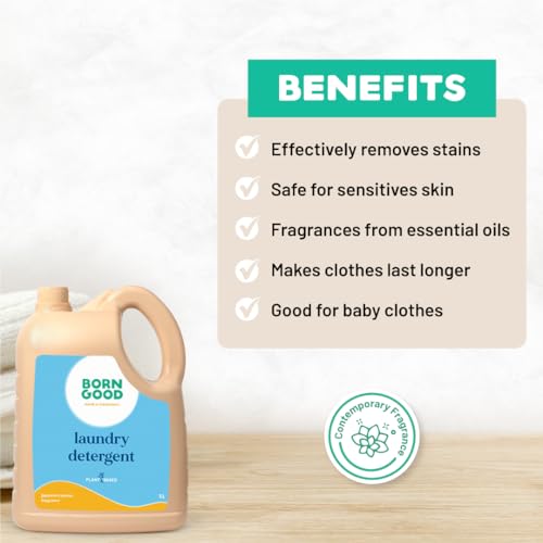 Image of Born Good Plant Based Japanese Cypress Fragrance Laundry Detergent, Biodegradable, Non-Toxic And Eco-Friendly - 5.1 Ltr (Pack of 1)