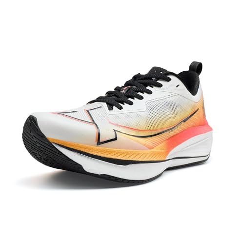 XTEP One-Piece 2.0 Herren Laufschuhe Stoßdämpfende Schuhe für Marathonlauf & Training weiß/orange/rot Größe 41