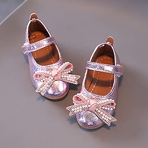 Summer And Autumn Fashion Girls Casual Shoes Solid Color Bow Pearls Strap Flat Lightweight Leather Boots for Toddlers4