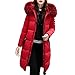 Produktbild Zarupeng Frauen Kapuze Daunenjacke, Reine Farbe Dicker Winter Lange Slim Fit Mantel (2XL, Rot)
